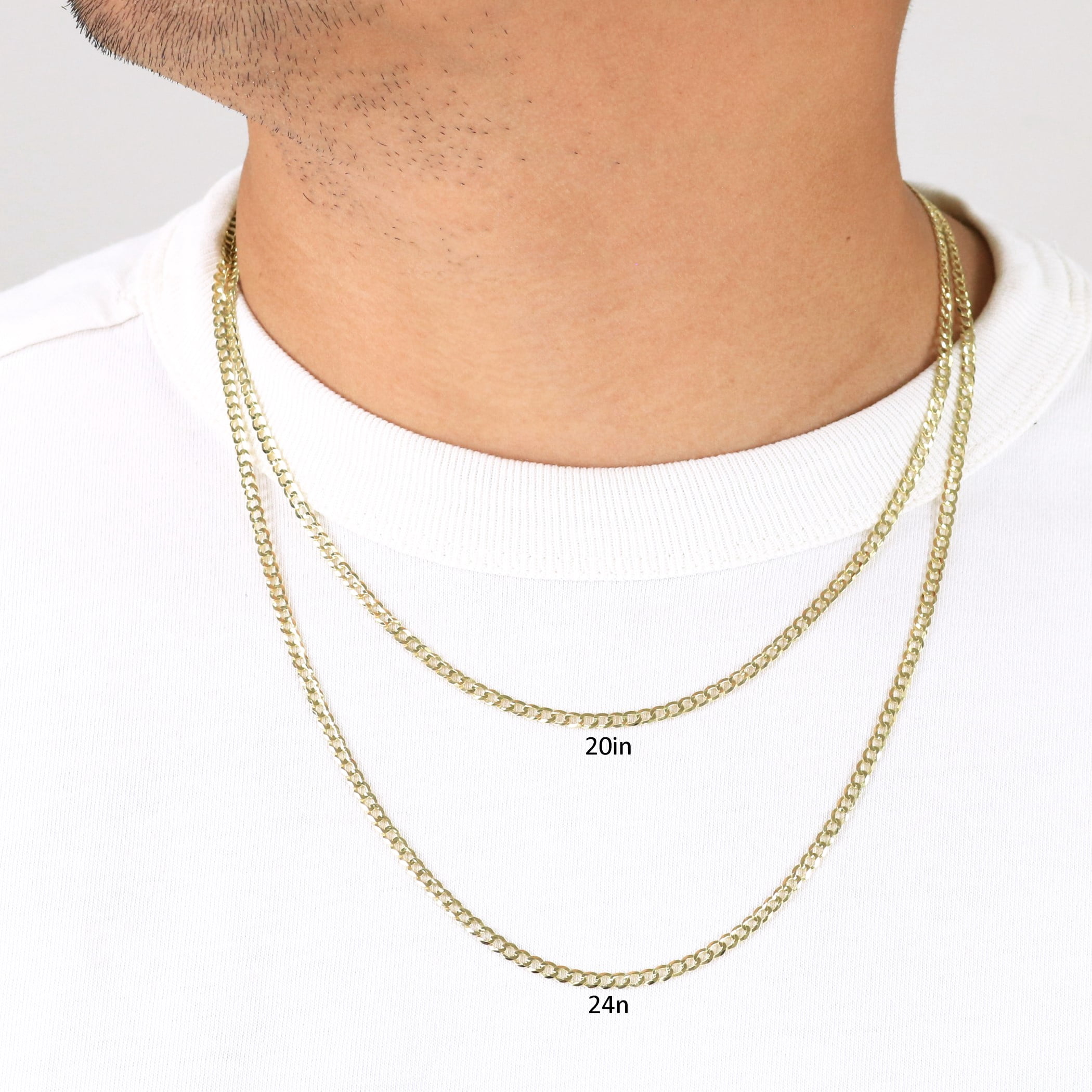 Nuragold 14k Real Yellow Gold Solid Cuban Curb Link 3mm Chain Necklace (16"-30") Italian Jewelry for Men & Women