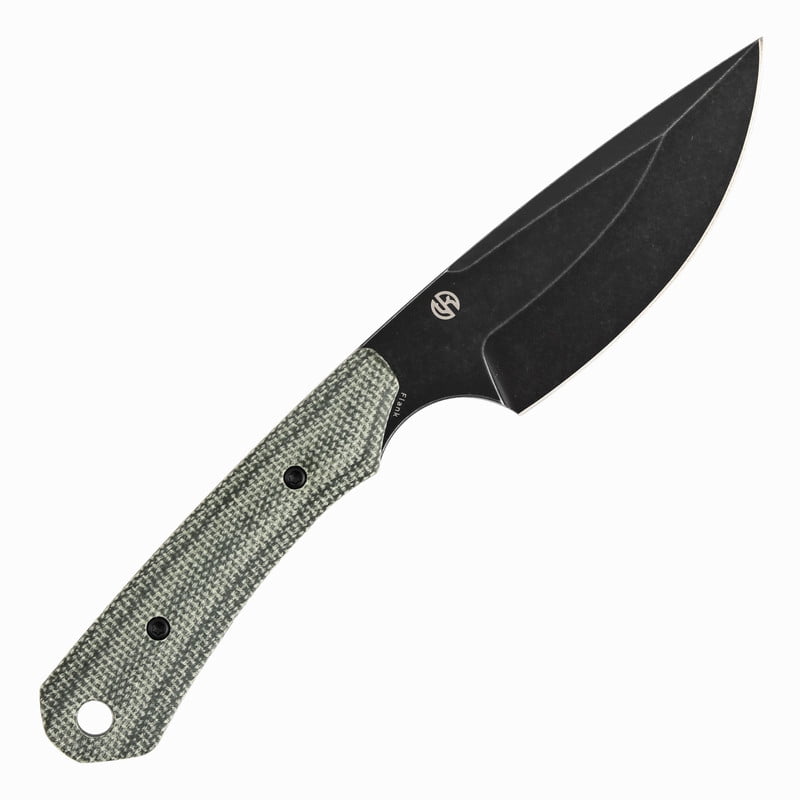 Kansept Flank Fixed Blade Knife,3.69'' Black Stonewashed D2 Blade,Green Micarta Handle Pocket Tactical Knives,G006A4,with sheaths