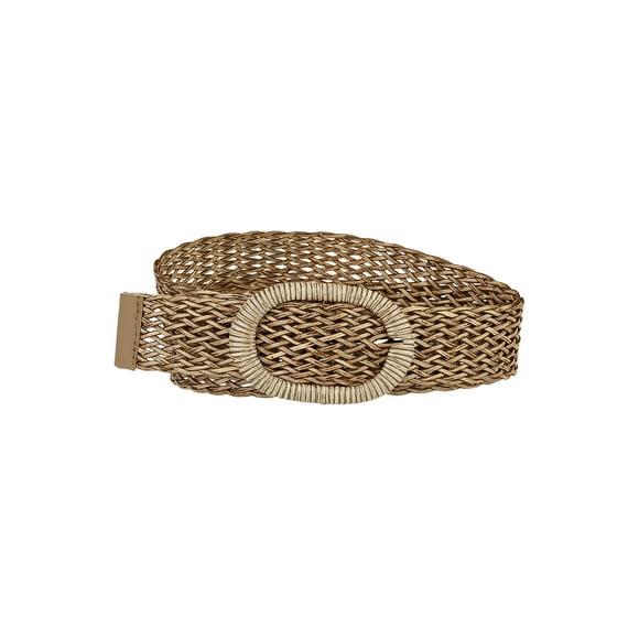 CINTURONES DE CINTURA DELGADA PARA MUJERES INSPIRADOS EN CHIC, CINTURONES BOHEMIOS TEJIDOS Y TRAMADOS CON HEBILLA DE METAL 22.83-33.07" Marrón