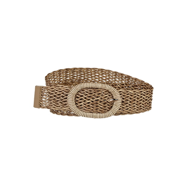 CINTURONES DE CINTURA DELGADA PARA MUJERES INSPIRADOS EN CHIC, CINTURONES BOHEMIOS TEJIDOS Y TRAMADOS CON HEBILLA DE METAL 22.83-33.07" Marrón