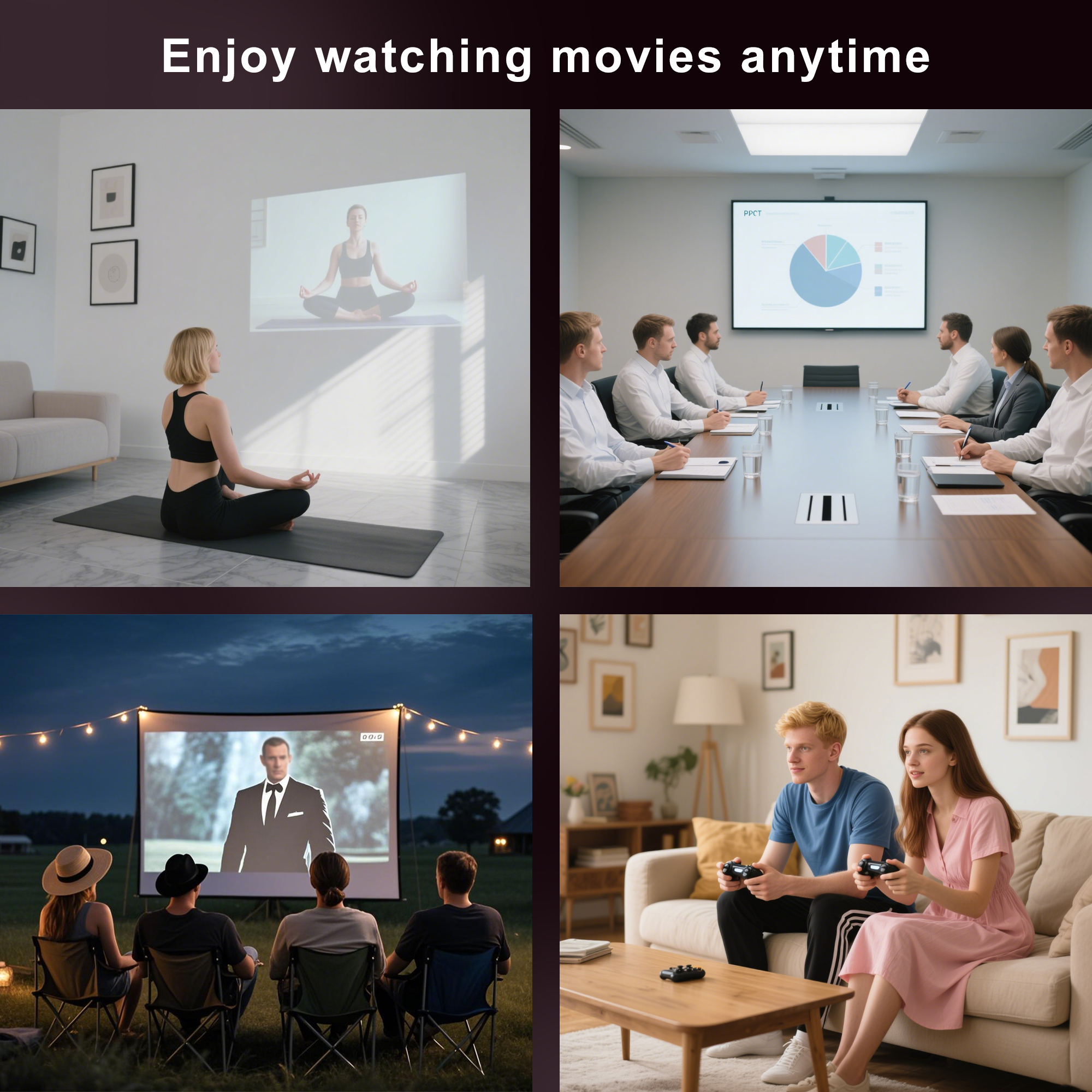Visulapex Projector 4K 1080P Support, Mini Projector with WiFi and Bluetooth, Outdoor Movie Projectors