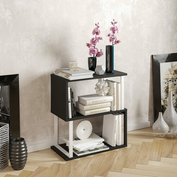 Decorotika Lima 25" Wide Metal Wood Side End Table, Black Veneer Color