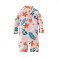 thumbnail image 3 of Girls Rash Guard Swimsuit Zipper One Piece Romper Bathing Suit Long Sleeve Cute Summer Beach Wear with Hat Orange, 2 Years, 3 of 7