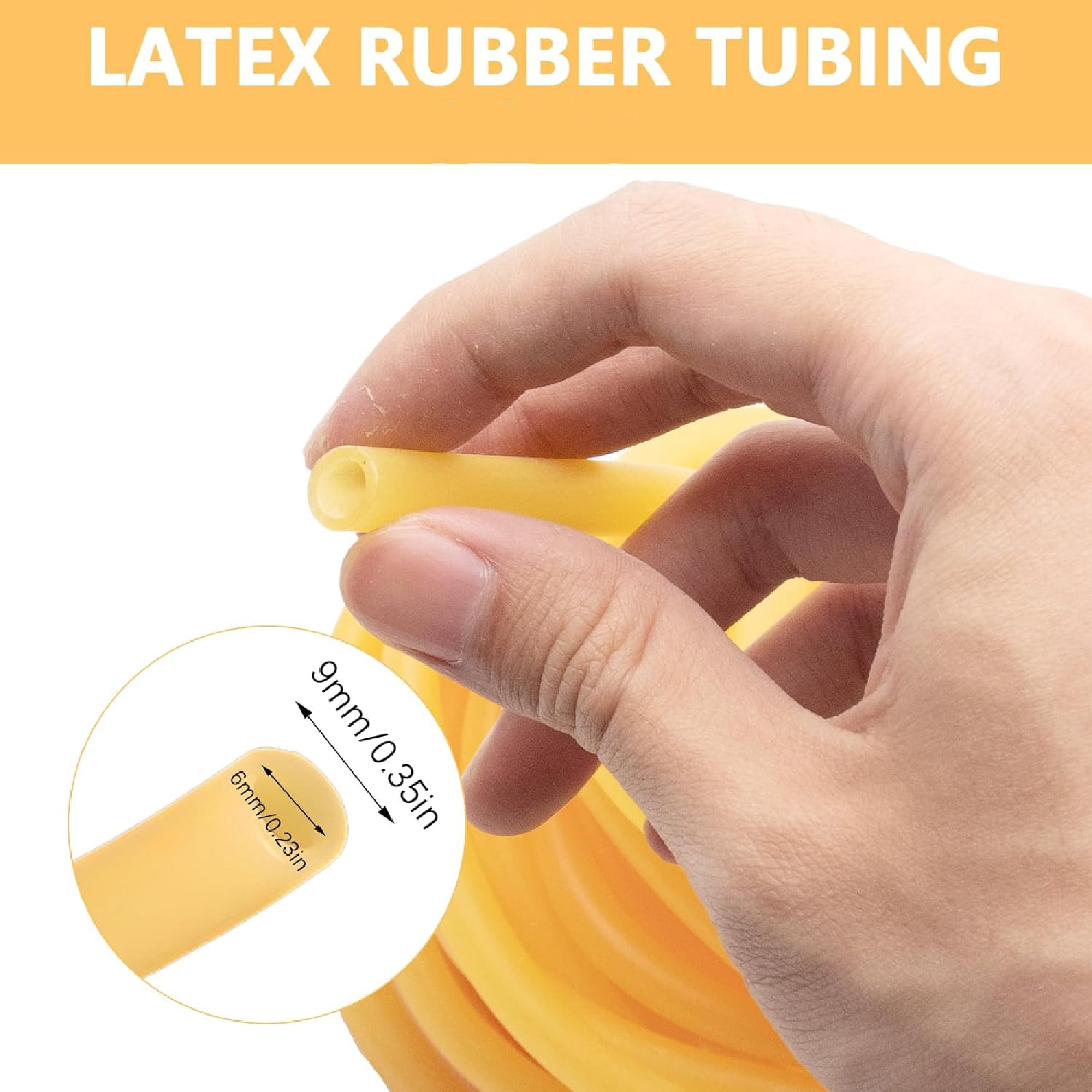 Black Natural Latex Rubber Tubing,Bexikou 1/4" (6mm) ID x 3/8" (9mm) OD Highly Elastic Band Tubes,16.4ft Length Latex Hose Tube for Home/Laboratory/Sporting