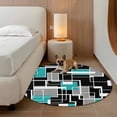 thumbnail image 2 of Teal Blue Black Geometric Round Area Rug 3Ft Washable Small Circle Rugs for Kitchen Entryway, Modern Abstract Art Block Non-Slip Carpet Floor Mats Indoor Outdoor Carpet Runner Aesthetic Home Decor, 2 of 8