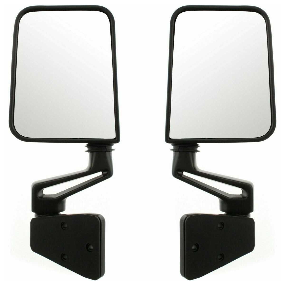 AutoShack Driver and Passenger Mirrors Manual Folding Smooth Black Set of 2  Replacement for 1997-1999 2000 2001 2002 Jeep Wrangler    4WD  KAPCH1320102PR 