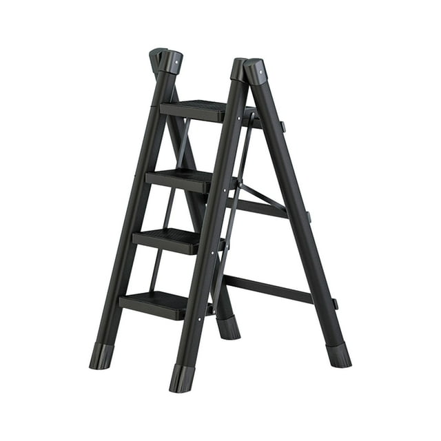 Folding Ladder Space Saving Non Slip Thickened Foldable Black Folding Step Stool Four layers