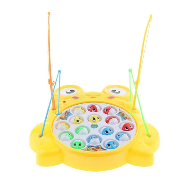 Fishing Game Toy Set Rotating Board, Includes 15 Fishes and 4 Fishing Poles