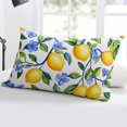 thumbnail image 5 of Yellow Lemon Throw Pillow Cover 12 x 20 Inch Decorative Pillow Cover Blue Flower Botanical Blossom Motif Spring Lumbar Pillowcase Seasonal Rectangle Cushion Case for Couch Sofa Bed Living Room, 5 of 7