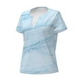 thumbnail image 2 of Goofa Blue Marble Pattern Womens Deep V Neck Low Cut Tops Casual Summer Short Sleeve Ribbed Knit T-Shirts-Large, 2 of 5