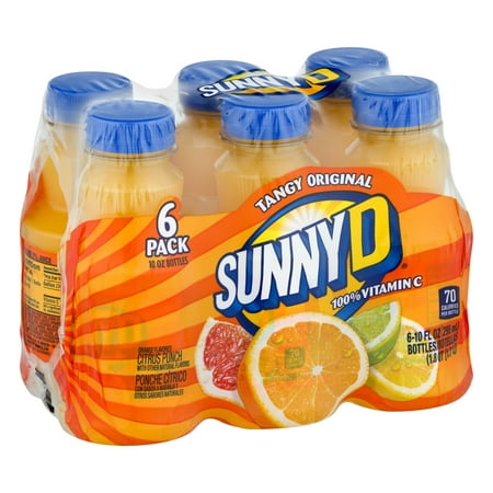 (4 Pack) Sunny D Juice, Orange, 10 Fl Oz, 6 Count (Best Oranges For Orange Juice)