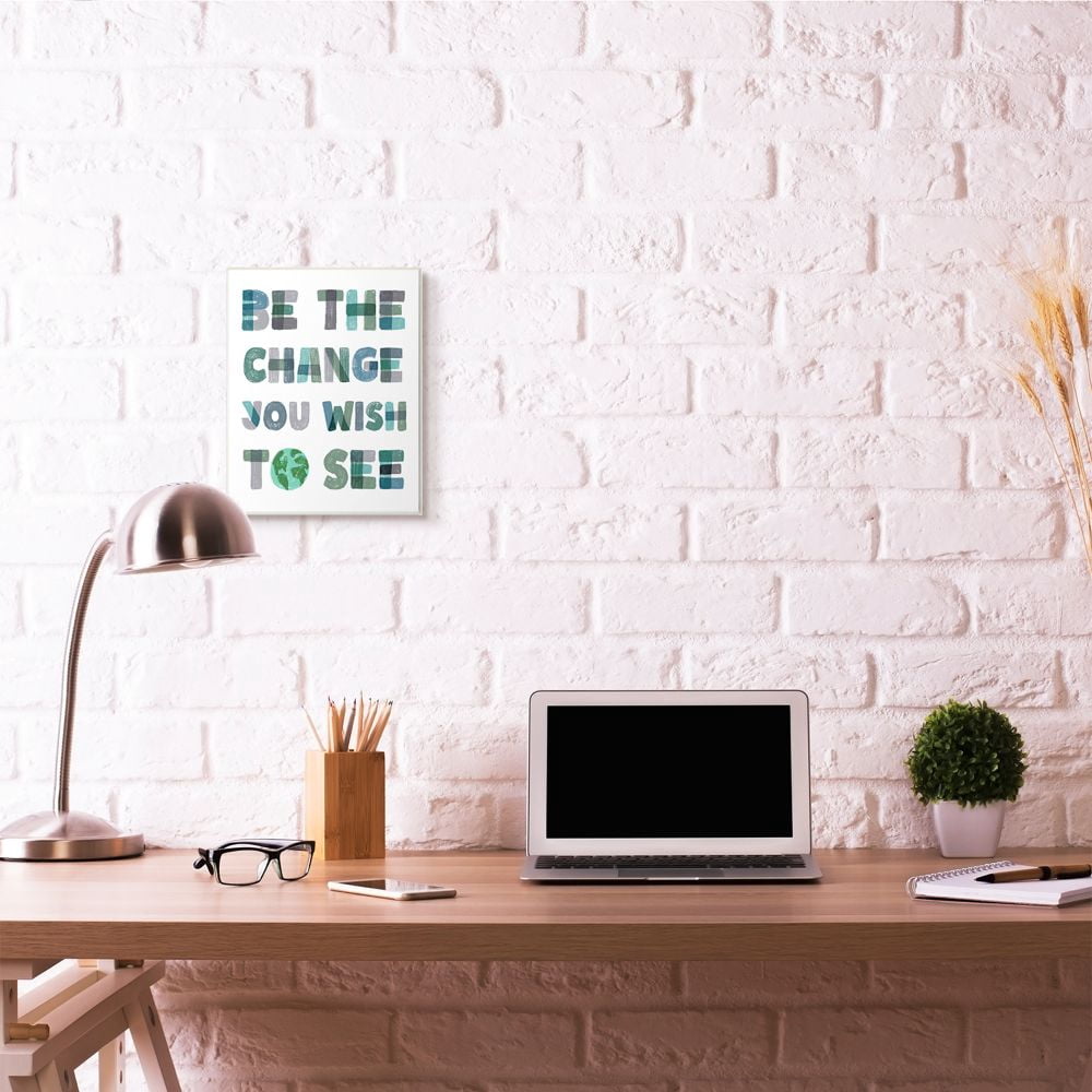 Be The Change Pastel Letters Kids Inspirational Word Design Wood Plaque Art by Daphne Polselli