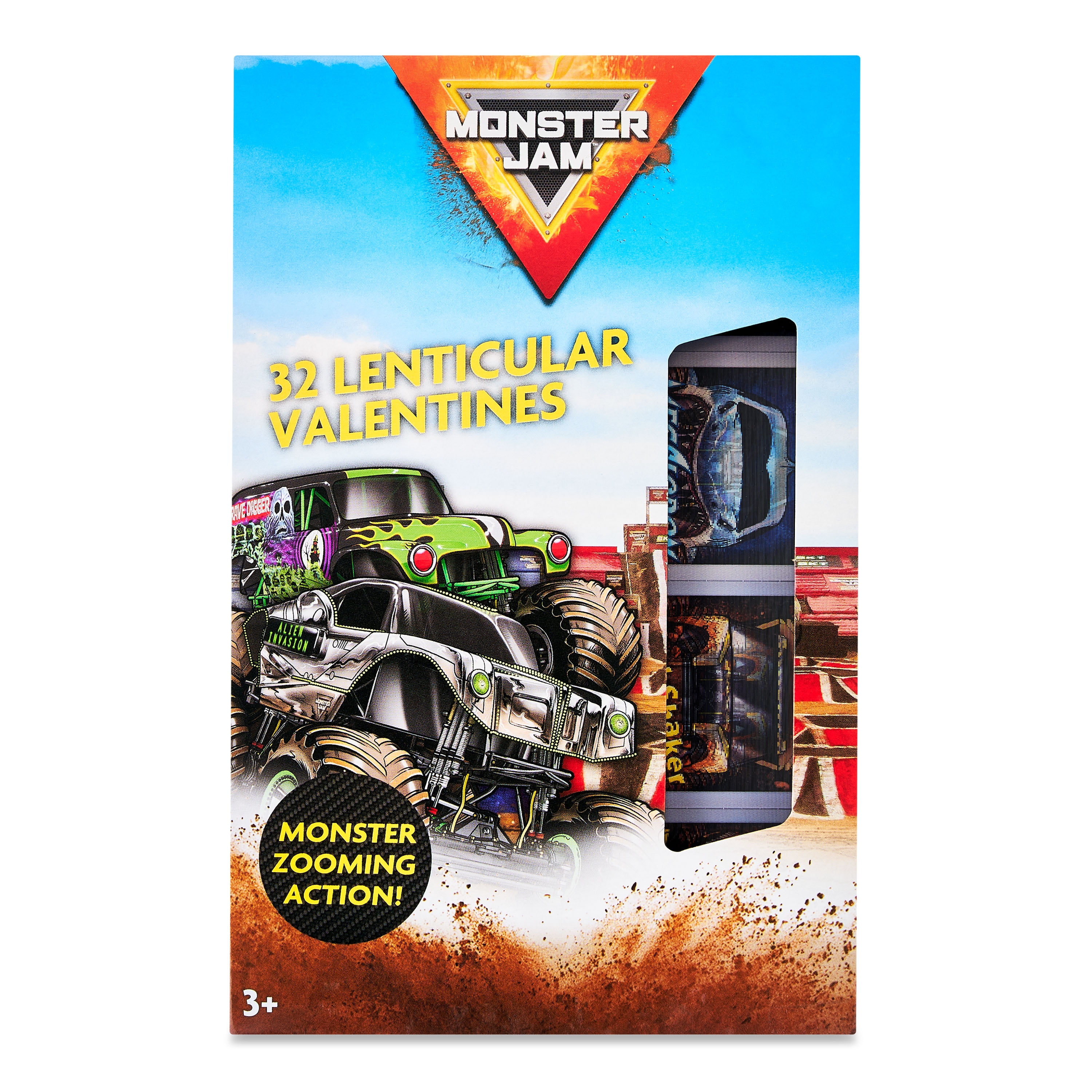 Way To Celebrate Monster Jam Valentine's Day Cards, 3 Stage Lenticular, 32 Count, Classroom