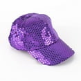 thumbnail image 3 of 2DXuixsh Womens Baseball Caps Visor Hat Jazz Shining Sequin Hat Bling Dance Hats High Top End Plain Cap Fashion Solid Color Cap Beaded Large Cap for Women Purple, 3 of 5