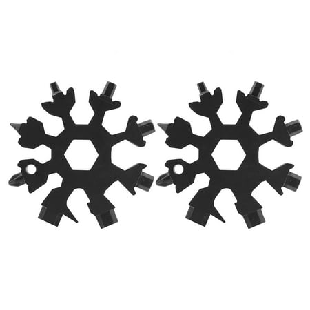 18-in-1 High Carbon Steel Snowflakes Multitool 2 PCS Portable Screwdriver Wrench Outdoor Tool Christmas Gift (Black or Silver) (Black)