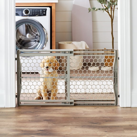 Carlson Pet Products Expandable Pet Gate, 28"-42" Wide x 23" Tall, Pressure Mounted, Gray