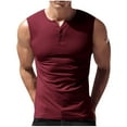 thumbnail image 2 of Running Vests for Men Sleeveless Tank Tops Mens Casual Solid Stretchy Slim Pullover Button Crewneck Breathable Gym Athletic Workout Undershirts Shirts, 2 of 8