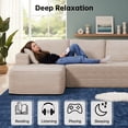 thumbnail image 6 of 102" L-Shaped Modular Sectional Sofa with Chaise and 4 Throw Pillows, 3 Seater Comfy Corduroy Fluffy Couch,Boneless Couch with Deep Seat and 2 Cup Holders for Living Room,Apartment,Office,No Assembly, 6 of 13