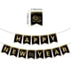 thumbnail image 2 of Banner de Feliz Año Nuevo en negro y dorado - Decoraciones de Nochevieja 2025 Suministros para fiestas - Adornos decorativos con banderines, 2 of 5