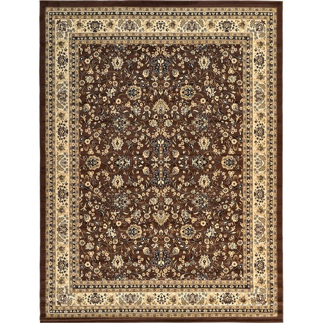 Unique Loom Sialk Hill Persian Floral Rug 9' 10 x 13' Rectangle Brown/Ivory