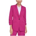 thumbnail image 1 of Calvin Klein Womens Scuba Crepe Ruched One Button Blazer Jacket, Pink, Petite, 2P, 1 of 1