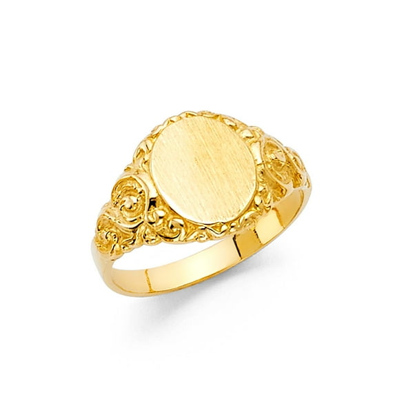 Solid 14k Yellow Gold Junior Engravable Signet Ring Size 8