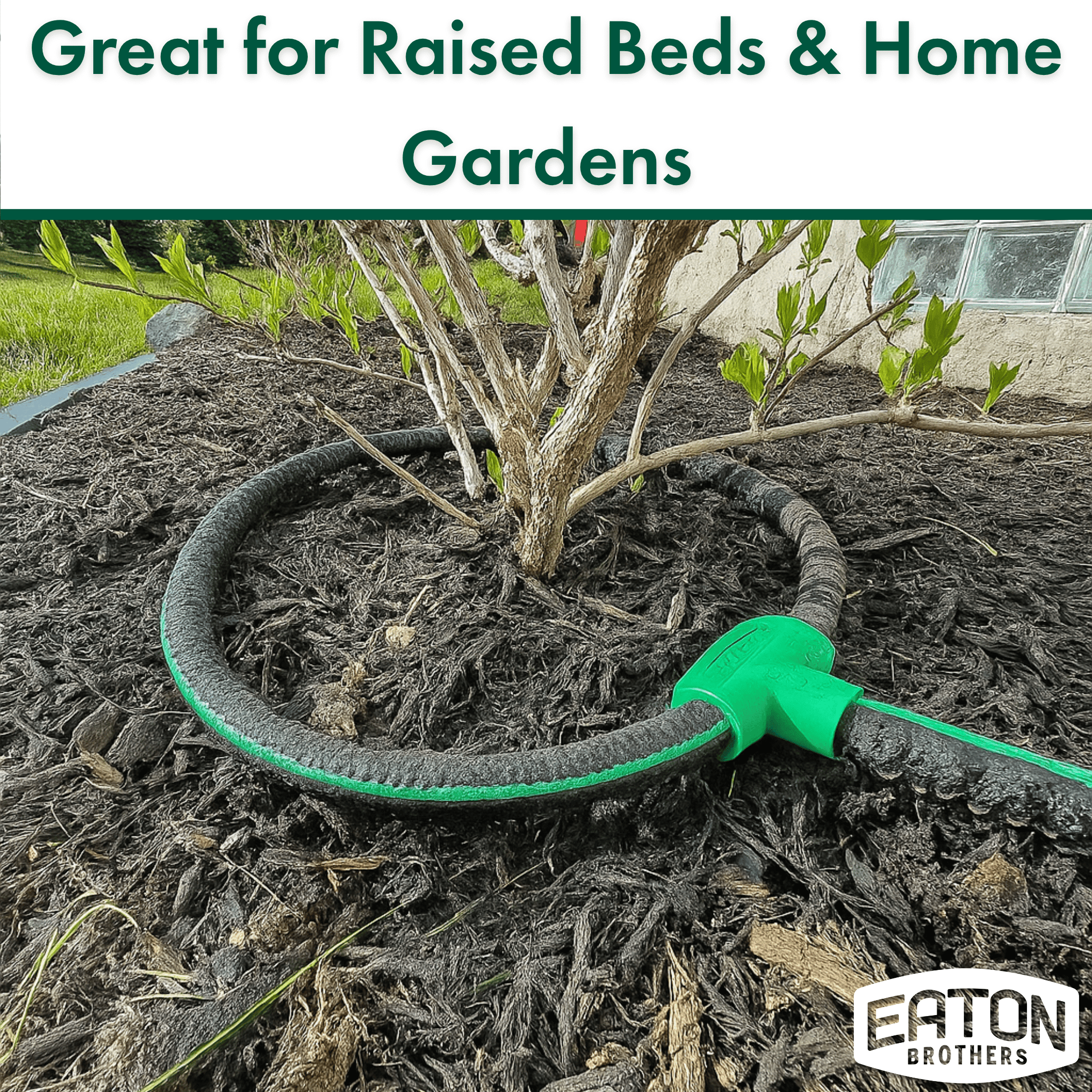 Eaton Brothers 100 ft 5/8 in. Recycled Rubber Bulk Soaker Hose – Durable Garden Hose for Beds, Lawns & Plants