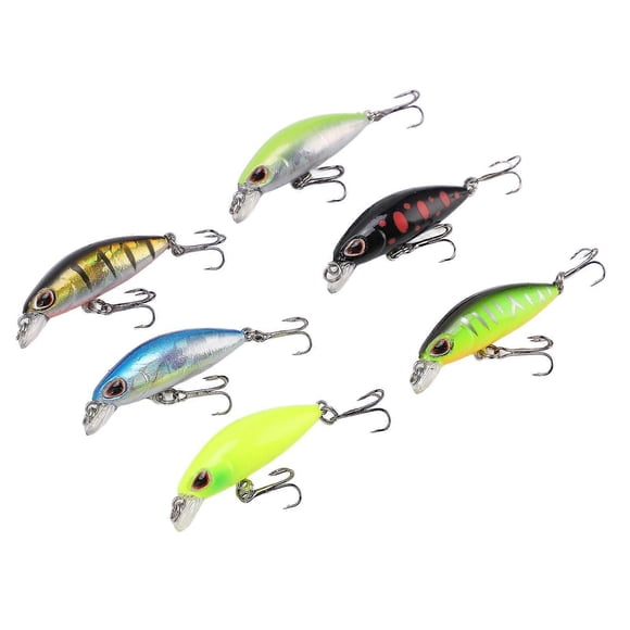 6Pcs Artificial Minnow Fishing Bait Slow Sinking Fishing Lures for Bass Freshwater 6 Colors 2g
