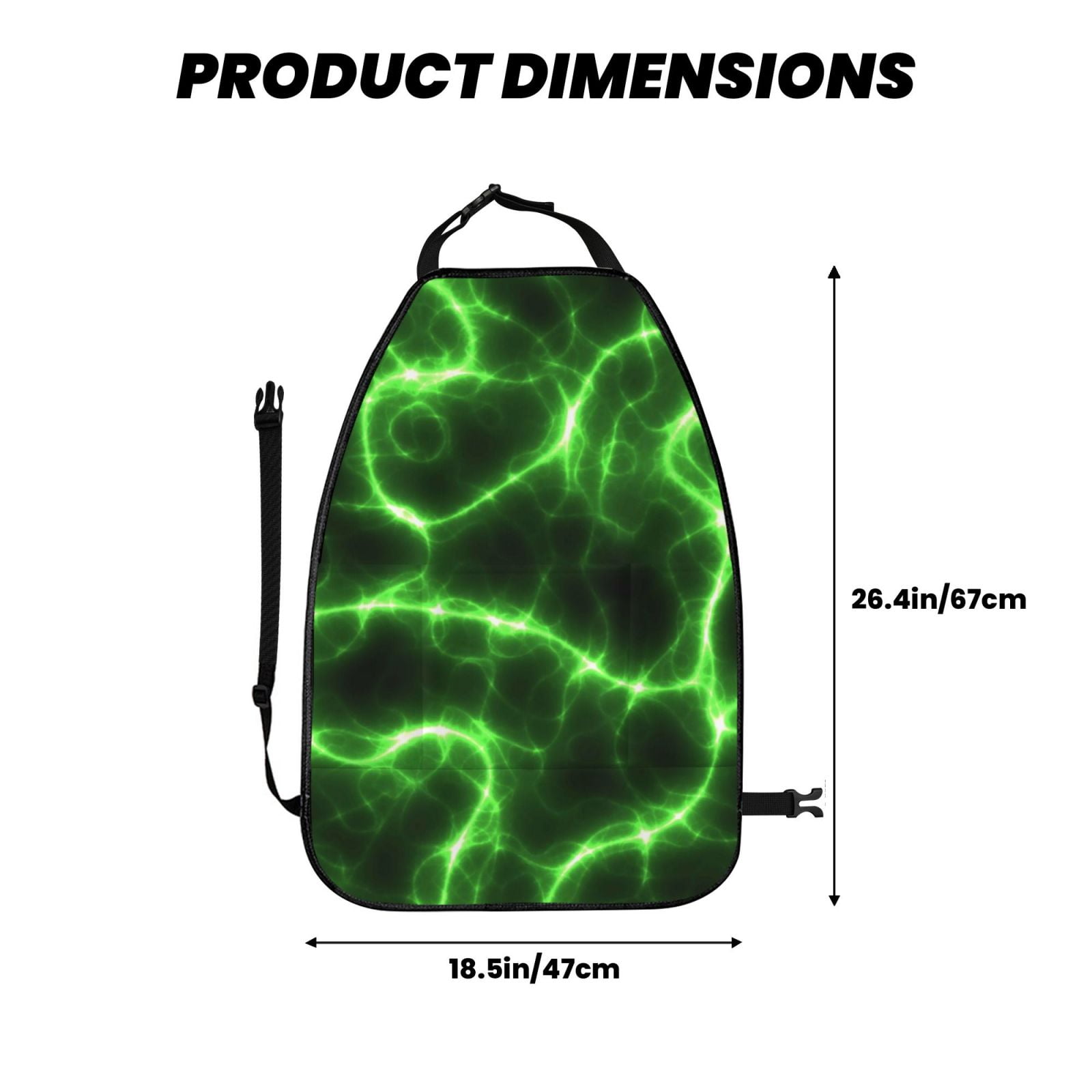 Xecao Green Lightning Pattern Car Seat Back Protector 2 Pack Large Capacity Pocket, Kick Mats Back Seat Protector