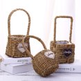 thumbnail image 4 of Cesta de flores tejida de malla de alambre tejida con paja Cesta de almacenamiento con mango trenzado de frutas Maceta decorativa para el hogar Speravity JJ22801-01, 4 of 6