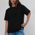 thumbnail image 2 of JIUKE T-Shirts Oversize pour Femmes Manches Courtes Col Rond Chandails en Molleton Été Décontracté Ample, 2 of 9
