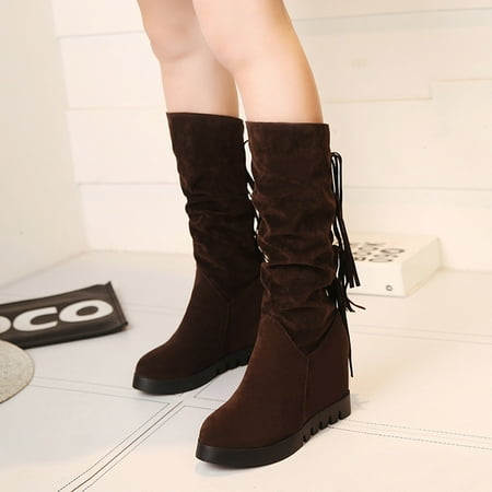 

Tejiojio Fall Clearance Flat Bottomed Fringed Boots Fashionable Concise Charm Women s Boots