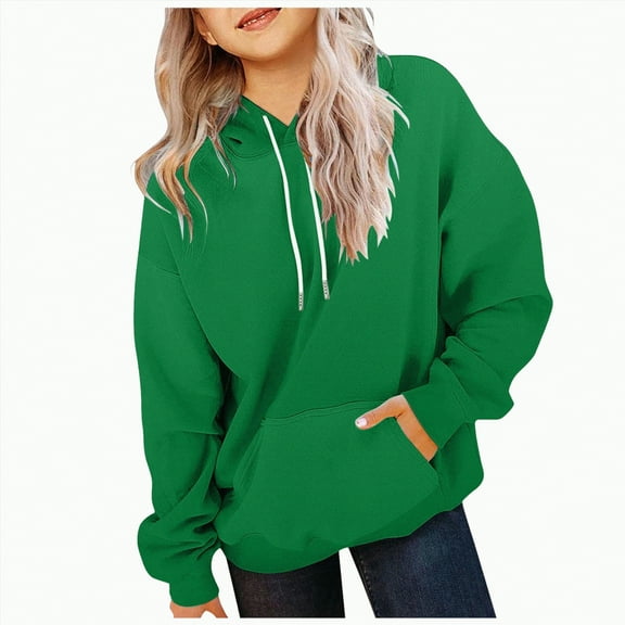 Ccpelsie Toddler Solid Casual Pocket Hoodie Boys Fall Casual Warm Sweatershirt Pullover for Daily(Green,6-7 Years)