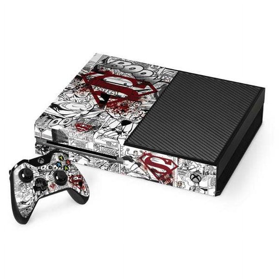 Skinit DC Comics Superman Comic Logo in Red Xbox One Console and Controller Bundle Skin