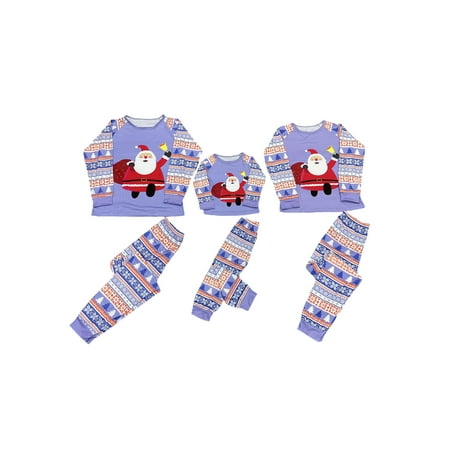 

Listenwind Christmas Family Matching Pajamas Outfits Adult Kids Cartoon Santa Claus Pattern Tops with Pants Xmas Sleepwear Nightwear Set