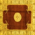 thumbnail image 1 of Ahgly Company Machine Washable Indoor Square Abstract Yellow Modern Area Rugs, 3' Square, 1 of 4