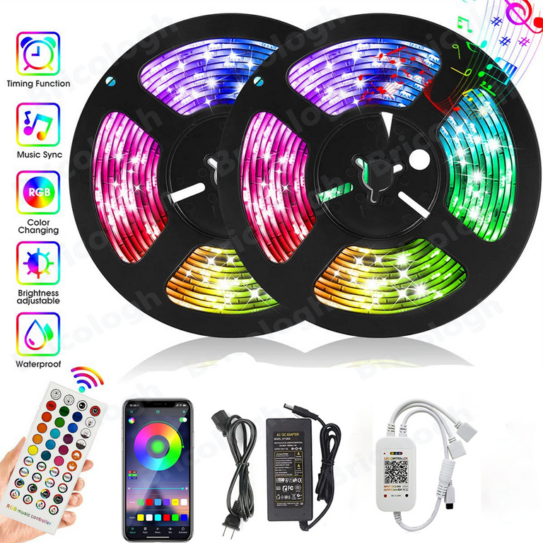 TJOY 50ft Bluetooth LED Strip Lights, Music Sync 5050 LED Light Strip RGB  Color Changing LED Lights Strip with Phone Remote, LED Lights for Bedroom