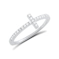 thumbnail image 1 of Sterling Silver Cz Anillo Cruzado Lateral Apilable Fino para Mujeres y Adolescentes - Talla 7, 1 of 3