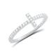 thumbnail image 1 of Sterling Silver Cz Anillo Cruzado Lateral Apilable Fino para Mujeres y Adolescentes - Talla 9, 1 of 3
