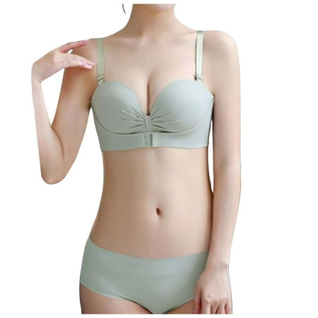 YHGFVOKJ Lingerie for Women Front Button Strapless and Underwire Underwear Breathable and Comfortable Bra Lingerie Sets Sexy Bra Green 36
