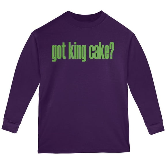 Mardi Gras Got King Cake Youth Long Sleeve T Shirt Purple YLG