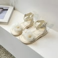 thumbnail image 2 of Otqutp Toddler Open Toe Footwear Girls Flower Sandals Summer for Children Wearing Beach Shoes Pearl Soft Sole Comfortable Flat Sandals, 2 of 4