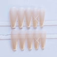 thumbnail image 4 of Press On Nails HUOGUO Long Nude White con líneas de borde x24, 4 of 5