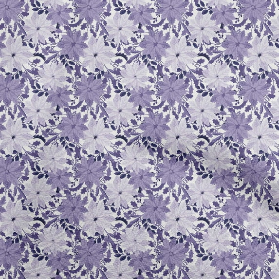 oneOone Polyester Spandex Medium Purple Fabric Asian Floral Sewing Material Print Fabric By The Yard 56 Inch Wide