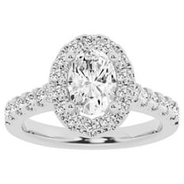 Unique Moments Lab Grown 2 ct Diamond Engagement Ring Oval Halo Solitaire 10K White Gold