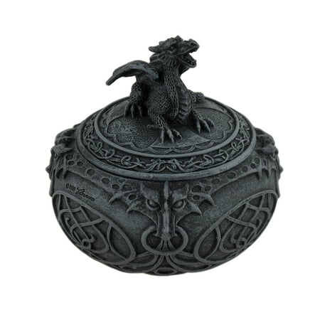 - Bronze Finish Dragon Globular Shaped Trinket Box