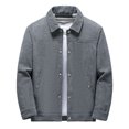 thumbnail image 2 of DayScoop Solid Color Outer Jacket for Men Casual Outerwear Big & Tall Fashion Winter Long Sleeved Lapel Button Cardigan Thick Corduroy Lamb Wool Tops Plus Size, 2 of 5