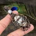 thumbnail image 2 of Natural Wild Horse, Moonstone Gemstone Copper Wire Wrap Pendant 2.96", 2 of 5
