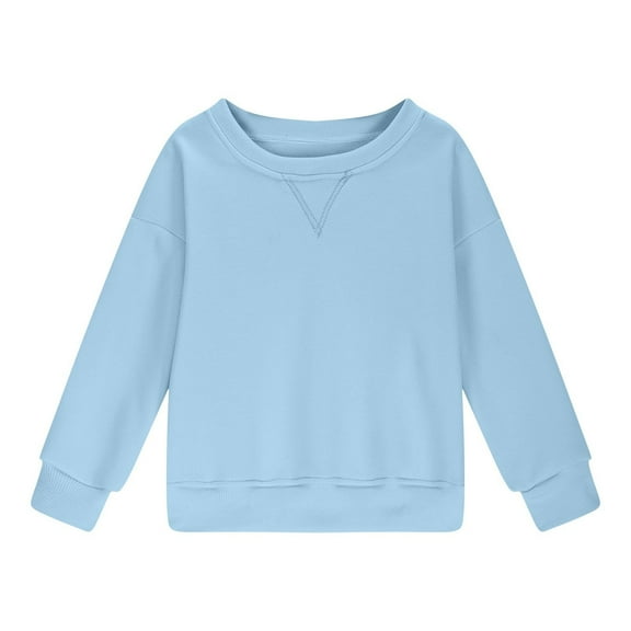 Generic Girls Sweatshirt Crewneck Oversized Cute Trendy Long Sleeve Shirts School Youth Teen Clothes Sweatshirts for Girls Cute Fall Clothes(9-10 Years,Sky Blue)