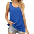 thumbnail image 1 of Womens Summer Solid Color Tank Tops Round Neck Ribbed Casual Sleeveless Shirts Side Split Ladies Basic Blouses Vest, 1 of 6